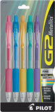 PILOT G2 Metallics Refillable and Retractable Rolling Ball Gel Pens, Fine Point, Assorted Color Inks, 5Pack (34404)