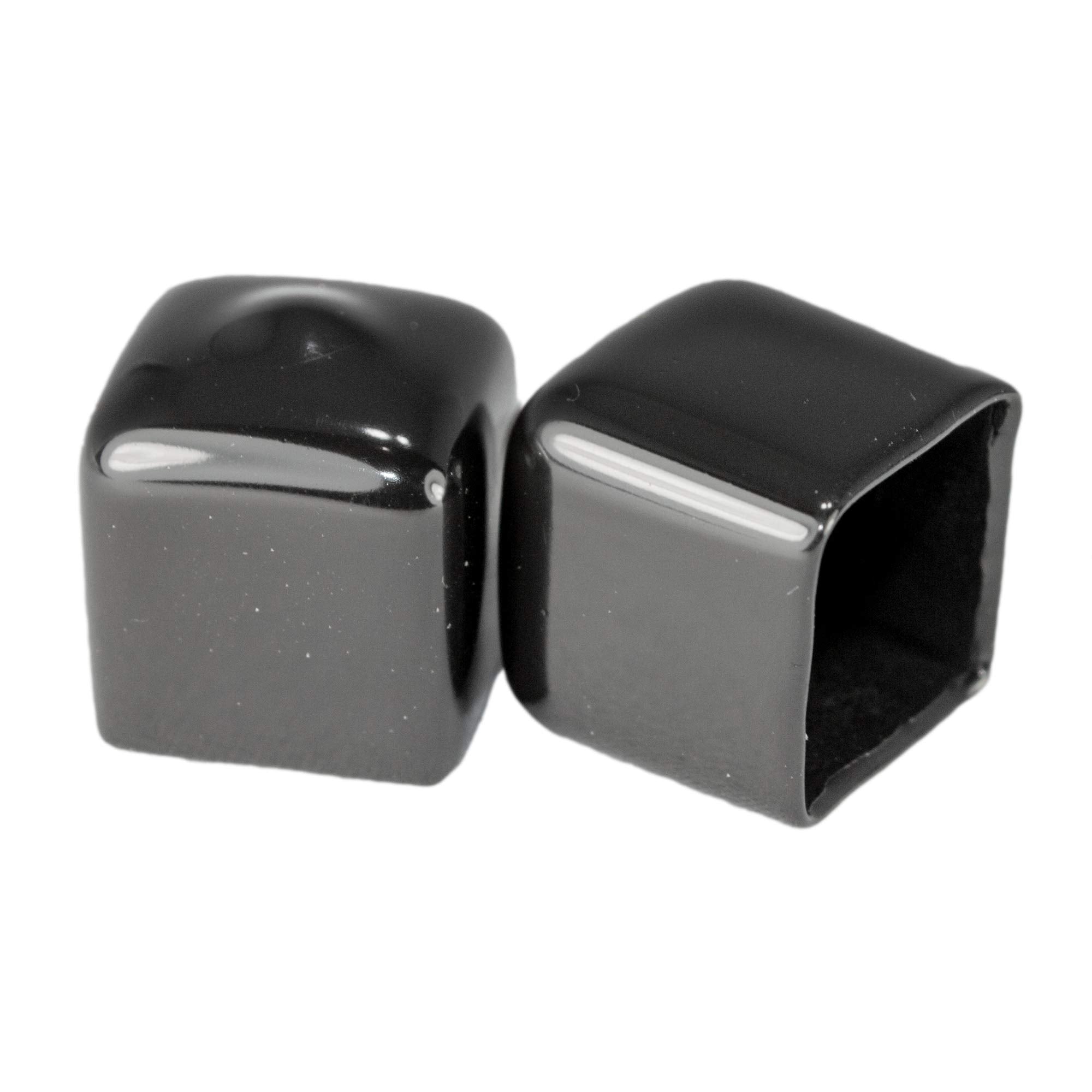 Prescott Plastics 1/2(12.7 mm) Outer Perimeter Flexible Plastic Hole Plugs, Square Black Metal Tubing End Caps, Strong Furniture