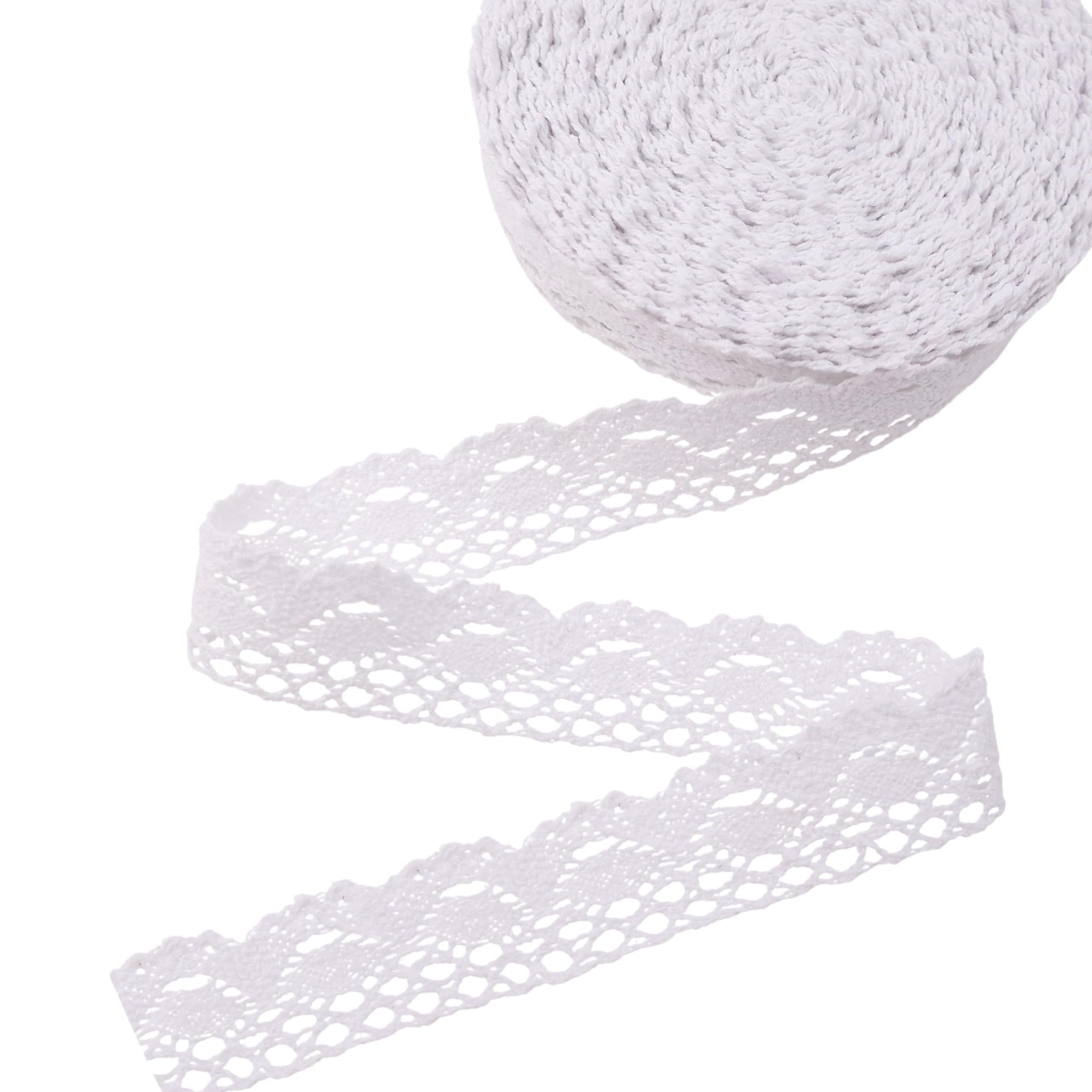 White Lace Ribbon Cotton Lace Trim Crochet Sewing Lace for Gift Package Wrapping, Scrapbooking Supplies
