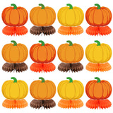 12 Pcs Fall Thanksgiving Pumpkin Honeycomb Centerpiece Fall Party Decoration Orange Gold Pumpkin Table Decoration Autumn Table T