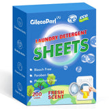 200-loads Eco Laundry Detergent Sheets - Fresh Scent - for Home/Travel/Apartment/Dorm - Gileooparl Plastic Free Liquidless Laund