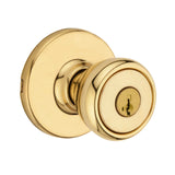 Kwikset Tylo Entry Door Knob with Lock and Key, Secure Keyed Handle Exterior, Front Entrance and Bedroom, Polished Brass, Pick R