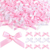 100PCS Tinkrstuff Pink & White Mini Bows for Crafts,1.5*2 Fabric Small Bows for Decoration,Satin Ribbon Tiny Bow for Clothes, Ch