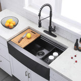 KINGO HOME 33 inch Black Farmhouse Sink, 16 Gauge Ledge Stainless Steel Rustic Farmhouse Sinks Apron Front Undermount Farm Kitch