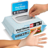 Keppi 110 Pack Clear Vinyl Gloves - Disposable Latex - BPA & Powder-Free - Food Safe Plastic Gloves for Cooking Cleaning Food Pr