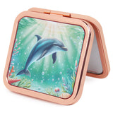 PDOZV Purse Mirror Compact, Rosegold Square 2.8 2.8Metal Frame DropRubber Style Double Sided 1X/2X Small Mirror for Purs