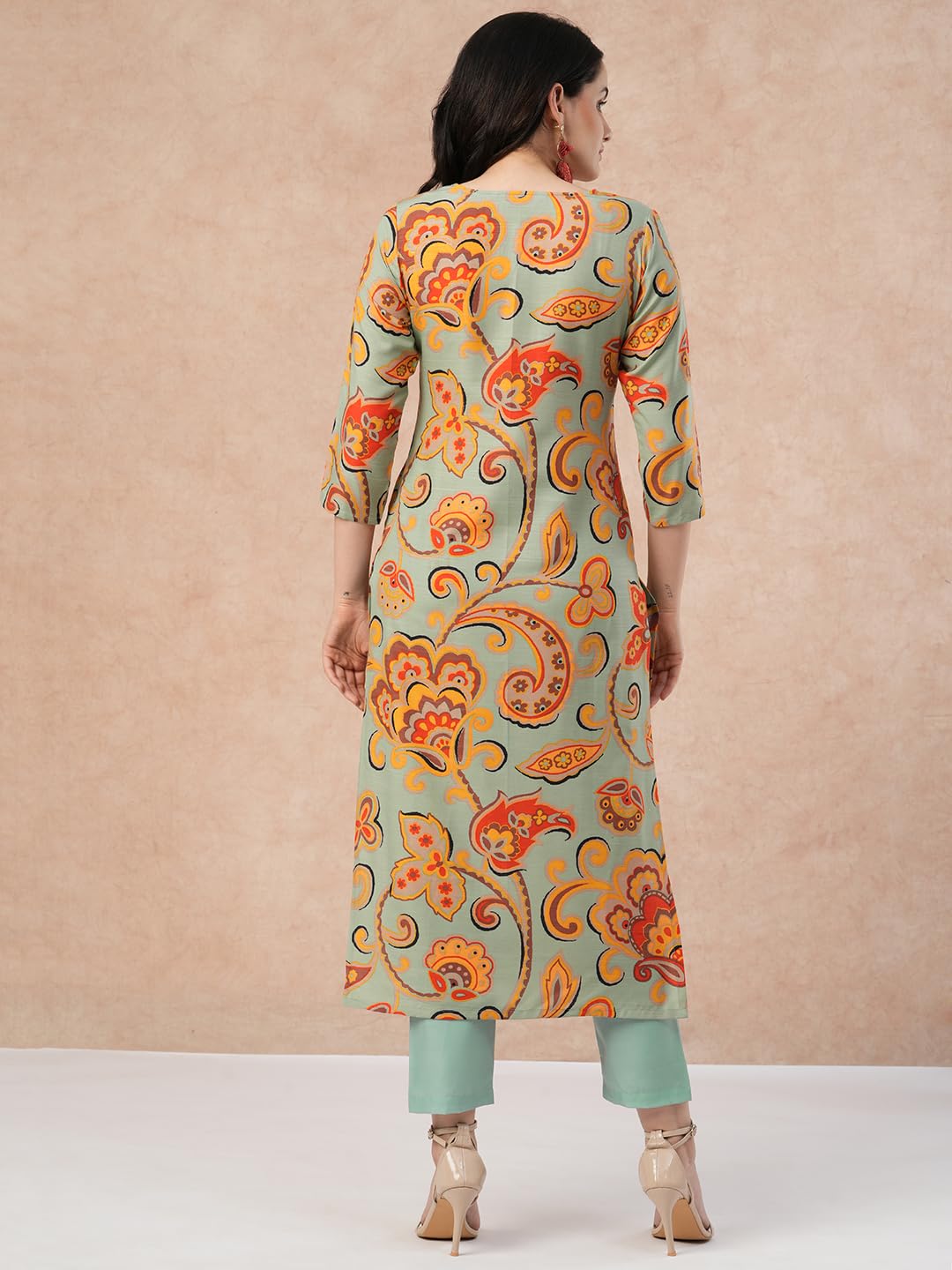 Gosriki Women'S Cotton Blend Straight Printed Kurta With Pant (Tinka Pista-Gs_5Xl_Pista_Xxxxx-Large),Pista,5,B0CTXHHW8W