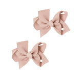3 Inch Grosgrain Bow for Little Girls- Set of 2 (Beige)