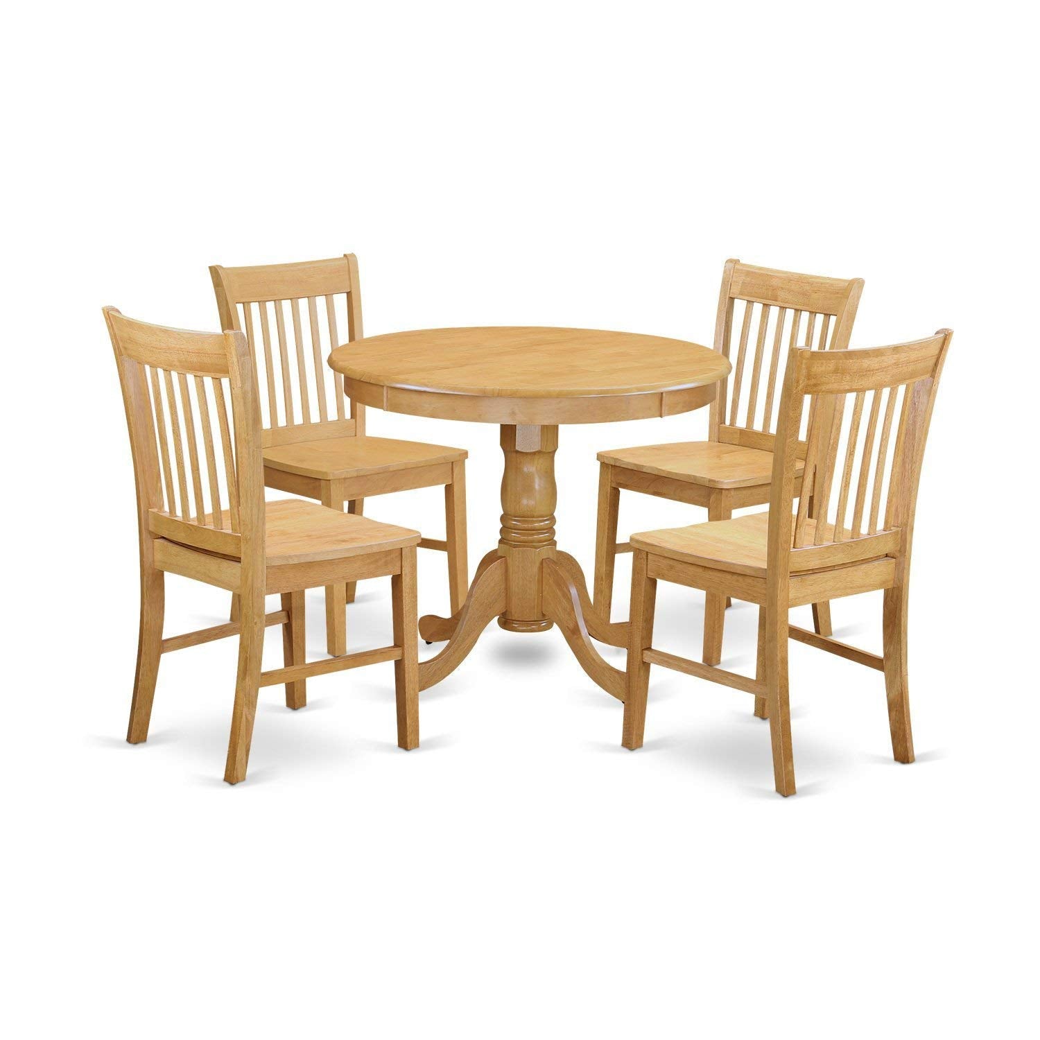 East West Furniture Kitchen Dining Table Set- 2 Amazing Wood Dining Chairs - A Wonderful Wood Kitchen Table- Wooden Seat And Oak
