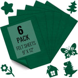 6PCS Hunter Green Felt Fabric Sheets 9 x 12 - 1.6mm Thick Soft Felt for Craft Sewing DIY Patchwork Art Projects Decorations