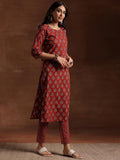 Libas Women'S Pure Cotton Kurta Set (366090R Rust 2Xl