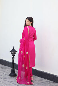 Gosriki Women'S Cotton Blend Straight Printed Kurta With Pant & Dupatta (Shrinika Pink-Gs_M_Pink_Medium),Pink,,B0D7J2WMXH