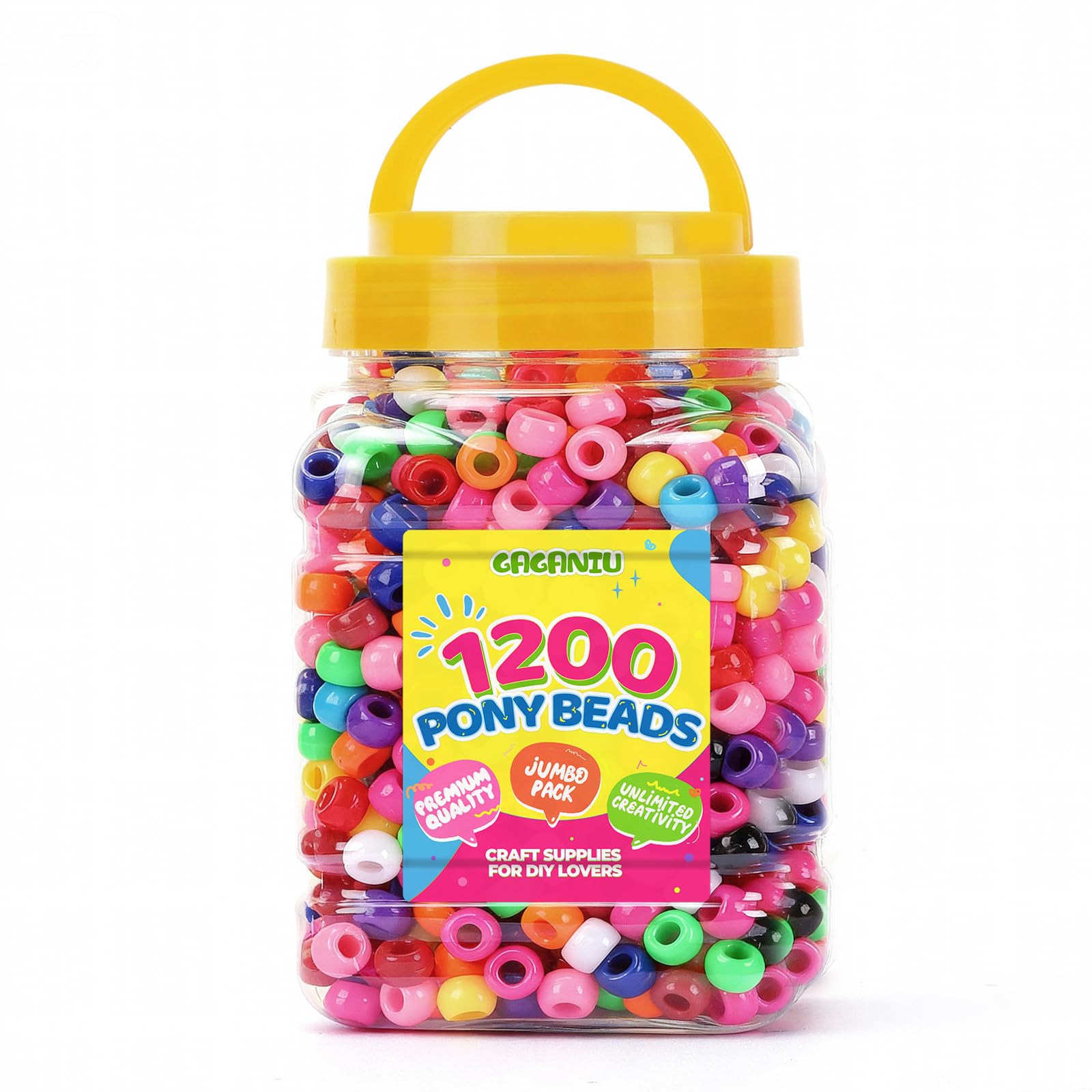 1200 pcs Pony Beads Bulk for Bracelet,Multi-Colored Making Beads Bulk for Hair Braiding DIY Crafts Kandi Jewelry Key Chains and 