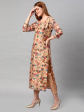 Anni Designer Women'S Cotton Blend Floral Printed Straight Kurta With Pants & Dupatta (Madhubani-Beige_Xl_Beige_X-Large),Beige,XL,Cotton Blend,Regular,Dupatta