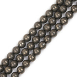 GEM-Inside Natural 10mm Silver Gray Pyrite Gemstone Loose Beads Round Smooth Energy Stone Power Beads for Jewelry Making 15