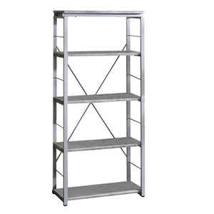 Benjara Industrial Bookshelf With 4 Shelves And Open Metal Frame, Gray And Silver