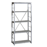 Benjara Industrial Bookshelf With 4 Shelves And Open Metal Frame, Gray And Silver