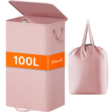 Lifewit Laundry Hamper with Lid and Removable Laundry Bag, Large Collapsible 1 Divider Dirty Clothes Basket with Handles for Bed