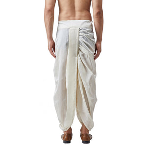 Sojanya Men'S Silk Dhoti With Border (Off White, Free Size)