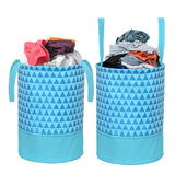 Prettykrafts 45L Non Woven Trio Printed Round Foldable Large Laundry Bag/Basket With Handles, Freestanding Clothes Storage Organ