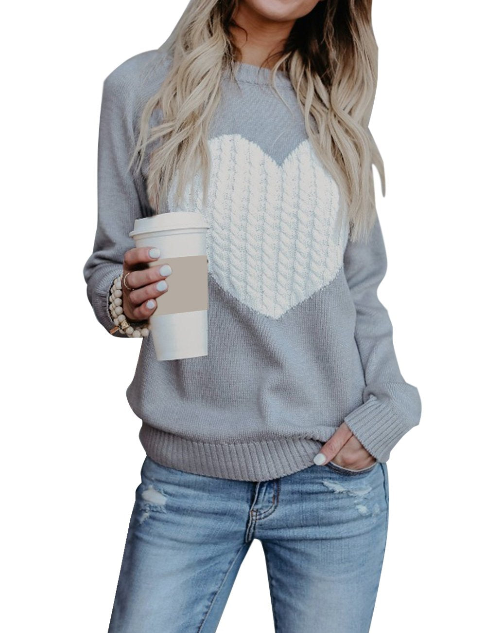 Alsol Lamesa Sweaters for Women Long Sleeve Heart Sweaters Soft Womens Sweaters crewneck Pullover Sweaters for Women