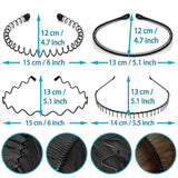 Metal Headband for Men, Unisex Black Wavy Spring Hair Band, Zig Zag Hair Band, Fashion Elastic Hair Accessories, Multipack Options Available.（8pcs）