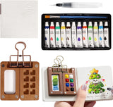 Soaex Pocket Watercolor Acrylics Paint Set With 2.36 Inches Mini Acrylic 8Grid Watercolor Palette, 5Ml 12Color Watercolor Pain