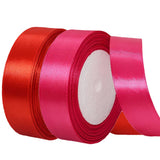 2 Rolls Red Hot Pink Ribbon, 1 Inch x 50 Yards Satin Fabric Ribbon for Flower Bouquets, Gift Wrapping, DIY Crafts, Birthday Cake