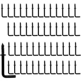 Auvotuis 50Pcs L Screw Hooks 7/8 Inch, Metal L Shaped Hooks Square Bend Hooks, Black Right Angle Hook L Hooks for Hanging