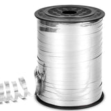 Vispad Silver Metallic Ribbon - 500 Yard Iridescent Crimped Ribbon for Crafts, Gift Wrapping, Balloons, Florist Flowers (1 Roll)