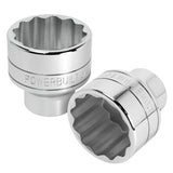Powerbuilt 2-1/4 Inch Socket, 3/4-inch Drive, 12 Point, Thin Wall Hex Strong Grip Design, Size Markings - 643222