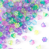HINZIC 120Pcs Bellflower Gradient Flower Beads Mini Bellflower Blossom Acrylic Beads Spacer Charm Valentines Wedding Decoration 