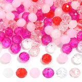 200PCS 8mm Crystal Glass Facted Round Beads for Jewelry Bracelet Making, Pink Series Briolette Glass Spacer Beads with Hole for 