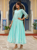 Anni Designer Women'S Georgette Anarkali Chikankari Embroidered Kurta (Kari-See Green_S_See Green_Small),See Green,S,Georgette,Anarkali,