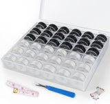 ilauke 18White + 18Black Bobbin Thread, Size A Prewound Sewing Thread Bobbins with Clear Storage Plastic Case Box Compatible wit