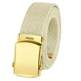 Canvas Web Belt Military Style With Brass Buckle And Tip 54 Long Many Colors (Khaki)