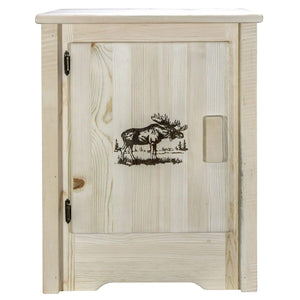Montana Woodworks Homestead Collection Accent Cabinet With Laser Engraved Moose Design, Left Hinged, Ready To Finish
