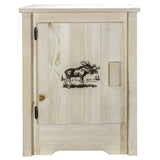 Montana Woodworks Homestead Collection Accent Cabinet With Laser Engraved Moose Design, Left Hinged, Ready To Finish