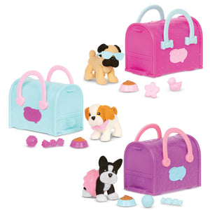 Pucci Pups - Collectible Puppy Set - Boston Terrier, Pug, Shih Tzu - Carrier Purse - Dog Accessories Included - Toys for Kids 3+