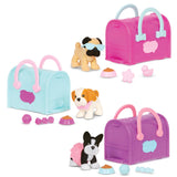 Pucci Pups - Collectible Puppy Set - Boston Terrier, Pug, Shih Tzu - Carrier Purse - Dog Accessories Included - Toys for Kids 3+
