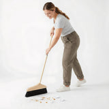 Horse Hair Broom with Long Handle: Wooden Heavy Duty Floor Broom Soft Bristle Pine Sweeper Household Cleaning Tool for Home Kitc