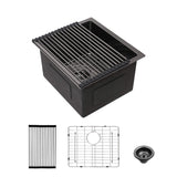 Lordear Black Bar Sink Undermount 15x17 inch Kitchen Sinks 16 Gauge Deep Single Bowl Stainless Steel Sink Basin Handmade