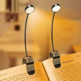 KTEBO Rechargeable Book Reading Light - Adjustable Brightness, 3 Color Temperatures, 30+ Hours Runtime - Eye Care 10 LED Lamp fo