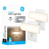 GE Plug in Night Light with High/Low/Off Switch, 2 Pack, 50-200 Lumens