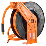VEVOR Retractable Air Hose Reel, 1/2 IN x 50 FT Hybrid Air Hose Max 300PSI, Air Compressor Hose Reel Auto-Rewind with 5FT Lead i