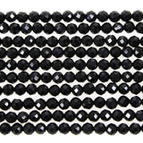 MJDCB 3mm Faceted Natural Black Spinel Round Loose Beads for Jewelry Making DIY Bracelet Necklace