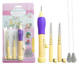 Punch Needle Set For Embroidery With 3 Needles & Threaders Adjustable Embroidery Pen Diy Needlework Tool Kit For Dimensional