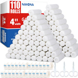 Navona 110 Pack Gauze Rolls Bandages, 4 in x 4.1 Yards, Individually Wrapped Breathable Rolled Gauze, Mummy Wraps, Premium First