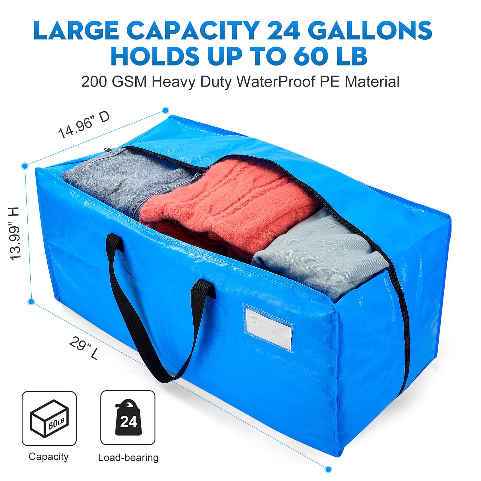 AlexHome Moving Bags Heavy Duty,Extra Large Packing Bags for Moving,Reusable Plastic Moving Totes,Clothes Storage Containers,Mov