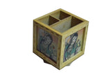 Yana Collection|| Handicraft || Handmade Wooden Gem Stone Painted Revolving Pen Pencil Card Holder Stand, Gift Item,Handicraft f
